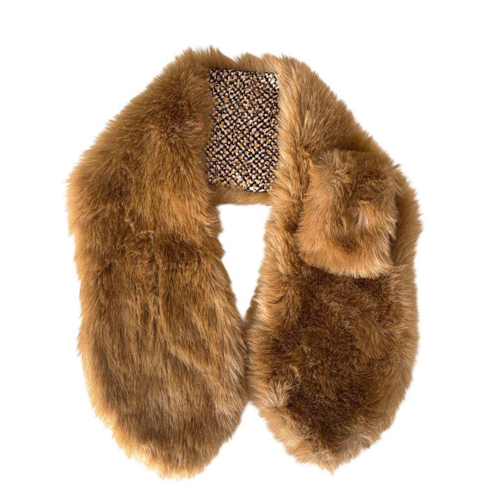 Banana Republic Faux Fur Scarf in Brown One Size - Picture 3 of 5